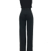  Sexy Deep V Neck Backless Black Polyester One-piece Jumpsuits