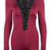  Sexy Deep V Neck Lace-up Hollow-out Wine Red Polyester One-piece Jumpsuits