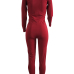  Sexy Deep V Neck Lace-up Red Polyester One-piece Jumpsuits