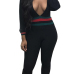  Sexy Deep V Neck Patchwork Black Blending One-piece Jumpsuits