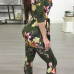  Sexy Deep V Neck Printed Green Polyester One-piece Jumpsuits