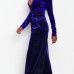  Sexy Deep V Neck Royalblue Velvet One-piece Jumpsuits