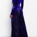  Sexy Deep V Neck Royalblue Velvet One-piece Jumpsuits