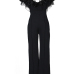  Sexy Gauze Patchwork Black Polyester One-piece Jumpsuits