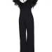  Sexy Gauze Patchwork Black Polyester One-piece Jumpsuits