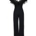  Sexy Gauze Patchwork Black Polyester One-piece Jumpsuits