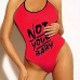  Sexy Halter Neck Letters Printed Backless Red Polyester One-piece Bodysuit