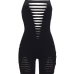  Sexy Hollow-out Black Cotton One-piece Skinny Jumpsuits