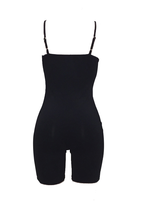  Sexy Hollow-out Black Cotton One-piece Skinny Jumpsuits