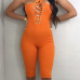  Sexy Hollow-out Orange Polyester One-piece Jumpsuits