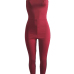  Sexy Patchwork Wine Red Polyester One-piece Jumpsuits