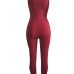  Sexy Patchwork Wine Red Polyester One-piece Jumpsuits