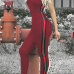  Sexy Patchwork Wine Red Polyester One-piece Jumpsuits