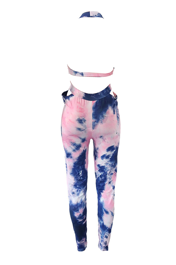  Sexy Printed Hollow-out Polyester One-piece Jumpsuits