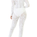  Sexy Printed See-Through White Polyester One-piece Jumpsuits(Without Lining)