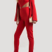  Sexy Round Neck Hollow-out Red Polyester One-piece Jumpsuits