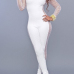  Sexy Round Neck Hollow-out White Polyester One-piece Jumpsuits