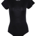  Sexy Round Neck Lace-up Hollow-out Black Polyester One-piece Bodysuit