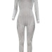  Sexy Round Neck See-Through Hot Drilling Decorative White Polyester One-piece Jumpsuits(Without Lining)