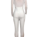  Sexy Round Neck See-Through White Polyester One-piece Jumpsuits