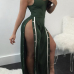  Sexy Side Split Green Polyester One-piece Jumpsuits