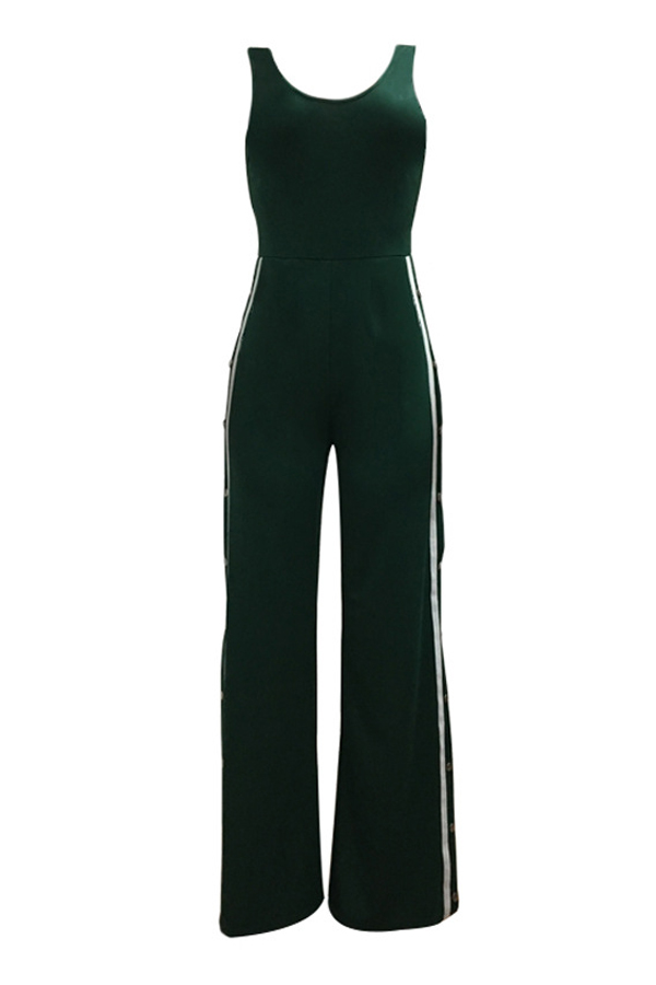  Sexy Side Split Green Polyester One-piece Jumpsuits