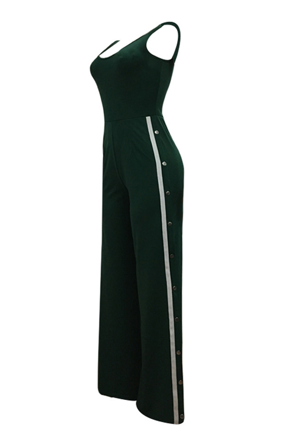  Sexy Side Split Green Polyester One-piece Jumpsuits