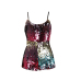  Sexy Spaghetti Strap Sleeveless Gradient Sequins Decoration Polyester Two-piece Shorts Set