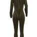  Sexy Stand Collar Hollow-out Striped Polyester One-piece Jumpsuits