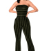  Sexy Strapless Striped Green Polyester One-piece Jumpsuits