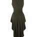  Sexy Turndown Collar Falbala Hems Design Army Green Polyester One-piece Jumpsuits