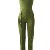  Sexy U Neck Buttoned Design Green Polyester One-piece Jumpsuits