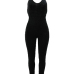  Sexy V Neck Backless Black Polyester One-piece Jumpsuits