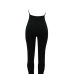  Sexy V Neck Backless Black Polyester One-piece Jumpsuits