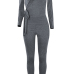  Sexy V Neck Lacing Design Dark Grey Cotton Blends One-piece Jumpsuits