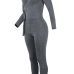  Sexy V Neck Lacing Design Dark Grey Cotton Blends One-piece Jumpsuits