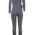  Sexy V Neck Lacing Design Dark Grey Cotton Blends One-piece Jumpsuits