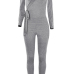  Sexy V Neck Lacing Design Light Grey Cotton Blends One-piece Jumpsuits