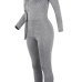  Sexy V Neck Lacing Design Light Grey Cotton Blends One-piece Jumpsuits