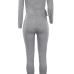  Sexy V Neck Lacing Design Light Grey Cotton Blends One-piece Jumpsuits