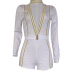  Stylish Deep V Neck Patchwork White Cotton Blends One-piece Short Jumpsuits