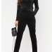  Stylish Dew Shoulder High Waist Black Velvet One-piece Jumpsuits