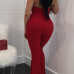  Stylish Spaghetti Strap Falbala Design Red Polyester One-piece Jumpsuits