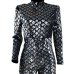  Stylish Turtleneck Sequins Decoration Silver Polyester One-piece Jumpsuits