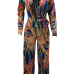  Stylish V Neck Printed Polyester One-piece Jumpsuits