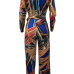  Stylish V Neck Printed Polyester One-piece Jumpsuits