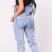  Trendy Broken Holes Baby Blue Denim One-piece Jumpsuits