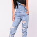  Trendy Broken Holes Baby Blue Denim One-piece Jumpsuits