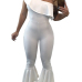  Trendy Dew Shoulder Falbala Design White Polyester One-piece Jumpsuits