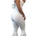  Trendy Dew Shoulder Falbala Design White Polyester One-piece Jumpsuits